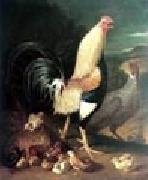 unknow artist Cock hen and chicken china oil painting artist